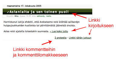 Kirjoituksen tärkeät linkit