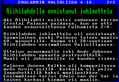 Aki Riihilahdella juhlaottelu