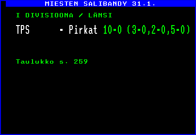 YLEn teksti-tv: TPS - Pirkat